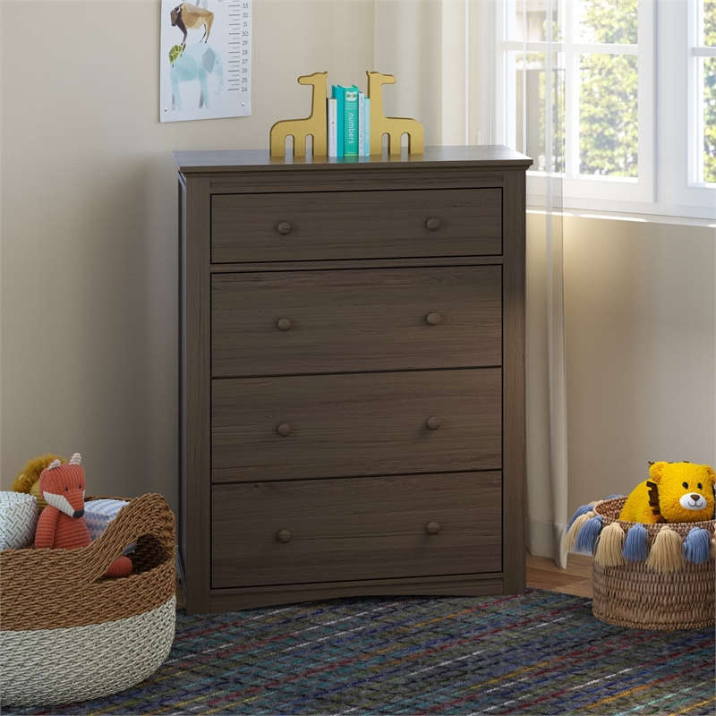 Stork Craft USA Graco Hadley 4-Drawer Wood Chest in Brown Finish