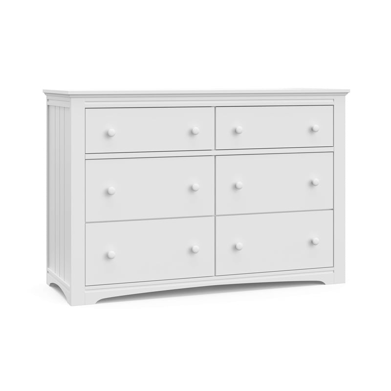 Stork Craft USA Graco Hadley 6-Drawer Wood Double Dresser in White