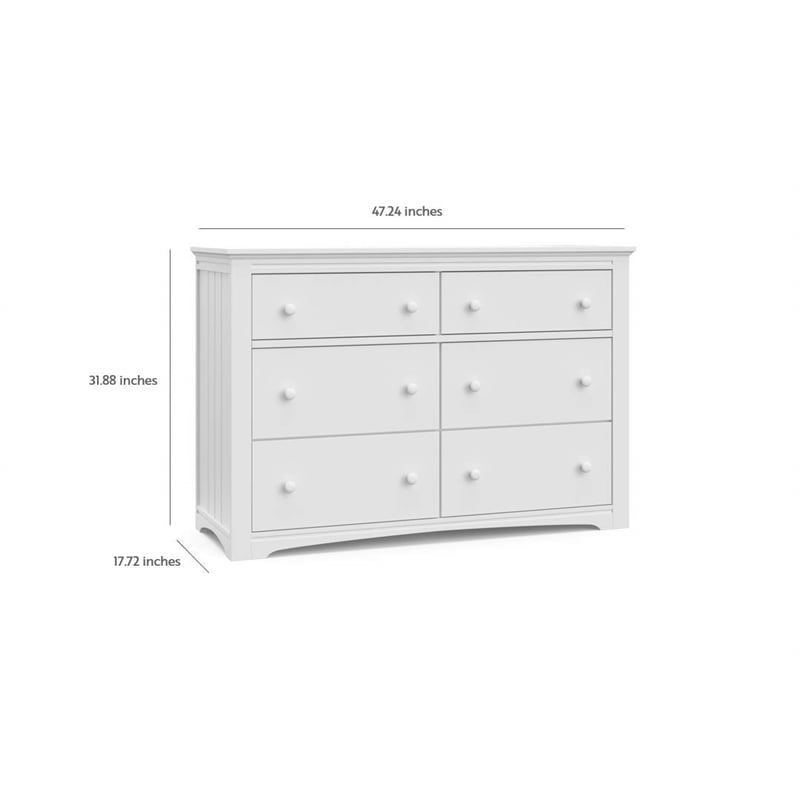 Stork Craft USA Graco Hadley 6-Drawer Wood Double Dresser in White