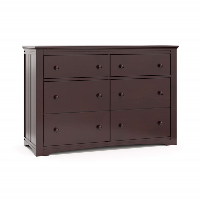 Stork Craft USA Graco Hadley 6-Drawer Wood Double Dresser in Espresso