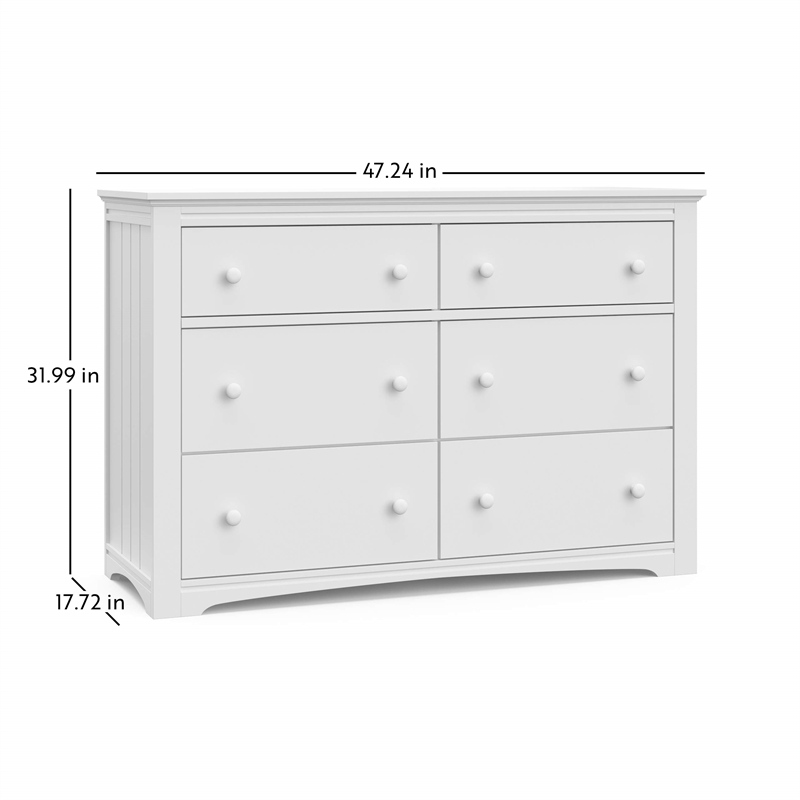 Stork Craft USA Graco Hadley 6-Drawer Wood Double Dresser in Pebble Gray