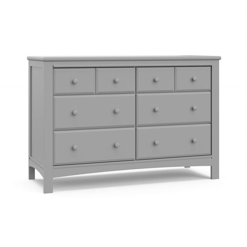 Stork Craft USA Graco Benton 6-Drawer Wood Double Dresser in Pebble Gray