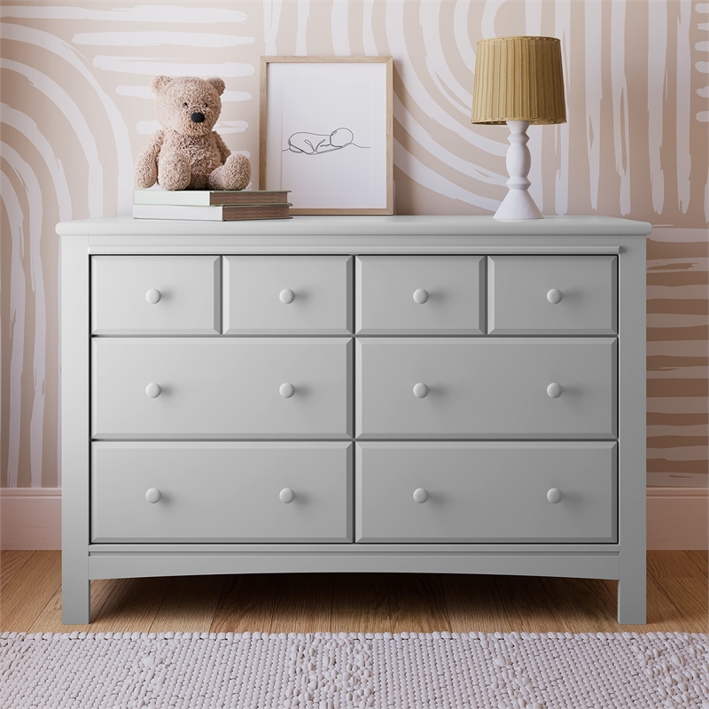 Stork Craft USA Graco Benton 6-Drawer Wood Double Dresser in Pebble Gray