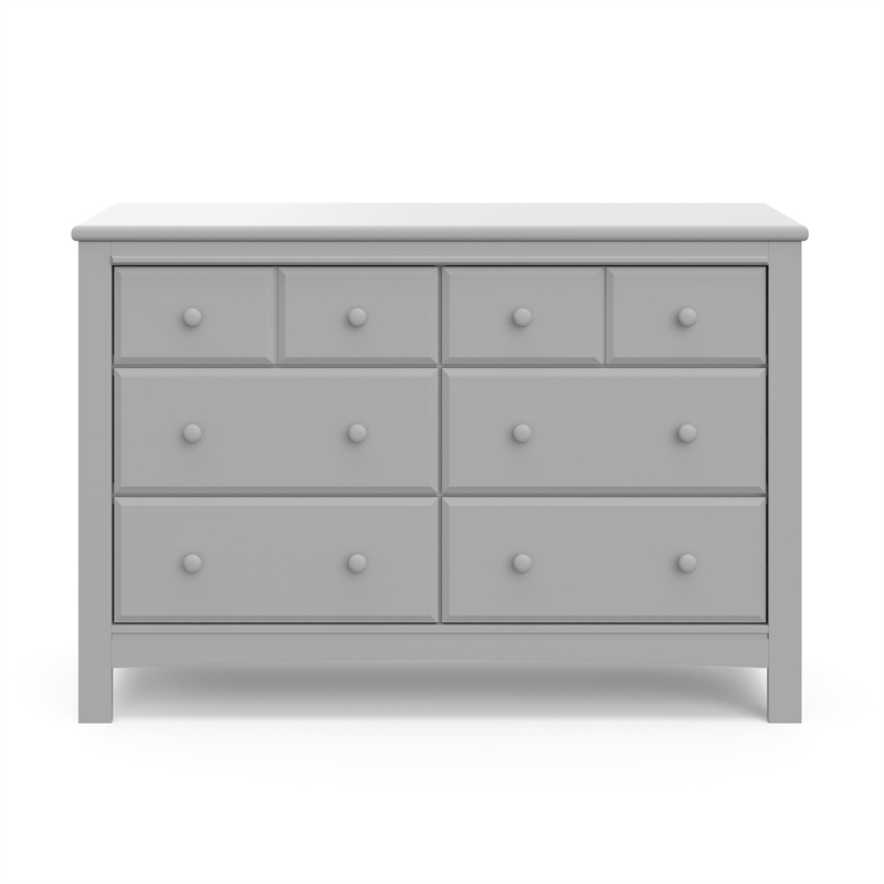 Stork Craft USA Graco Benton 6-Drawer Wood Double Dresser in Pebble Gray