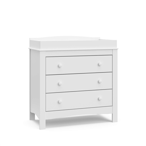 Stork Craft USA Graco Noah 3-Drawer Engineered Wood Chest w/ Topper in White