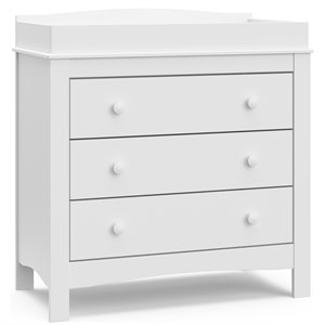 stork craft usa graco noah 3-drawer engineered wood chest w/ topper in white