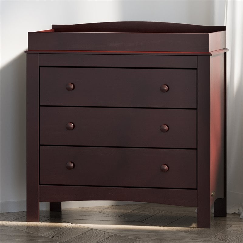 Stork Craft USA Graco Noah 3-Drawer Engineered Wood Chest w/ Topper in Espresso