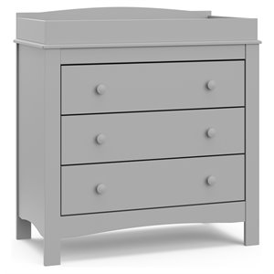 stork craft usa graco noah 3-drawer engineered wood chest w/ topper in gray