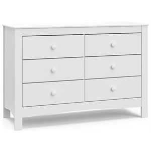 stork craft usa graco noah 6-drawer engineered wood double dresser in white