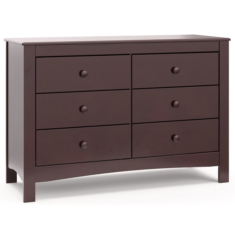 Stork Craft USA Graco Noah 6-Drawer Engineered Wood Double Dresser in Espresso