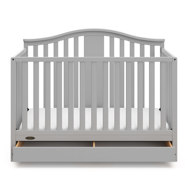 Stork Craft USA Graco Solano Wood 4-in-1 Convertible Crib with Drawer in Gray