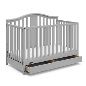 Stork Craft USA Graco Solano Wood 4-in-1 Convertible Crib with Drawer in Gray