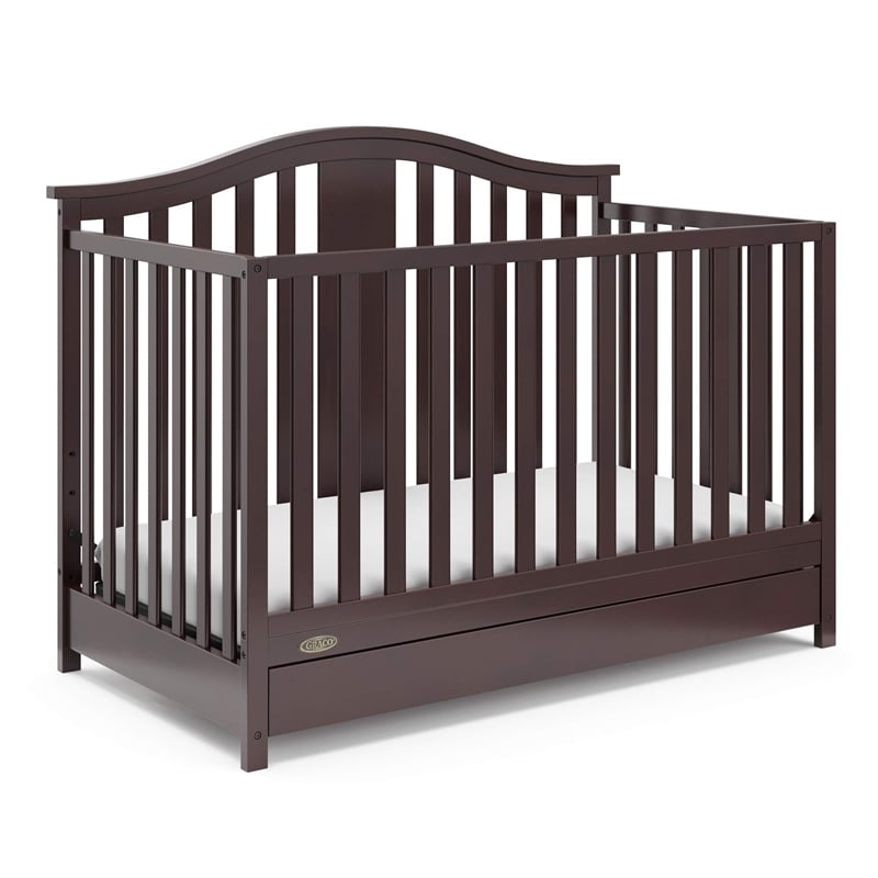 Stork Craft USA Graco Solano Wood 4-in-1 Convertible Crib with Drawer - Gray