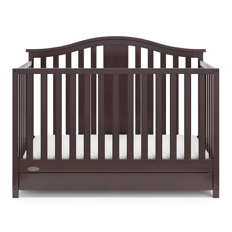 Stork Craft USA Graco Solano Wood 4-in-1 Convertible Crib with Drawer - Gray