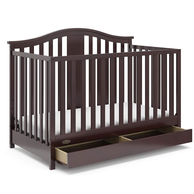 Stork Craft USA Graco Solano Wood 4-in-1 Convertible Crib with Drawer - Gray