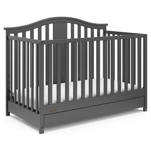 stork craft usa graco solano wood 4-in-1 convertible crib with drawer - gray