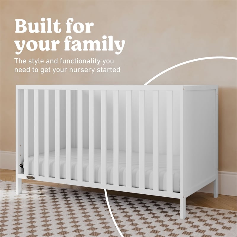 Stork Craft USA Graco Theo Wood 3-in-1 Convertible Crib in White