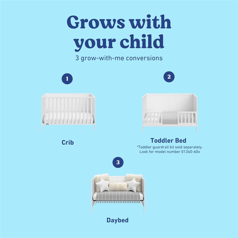 Stork Craft USA Graco Theo Wood 3-in-1 Convertible Crib in White