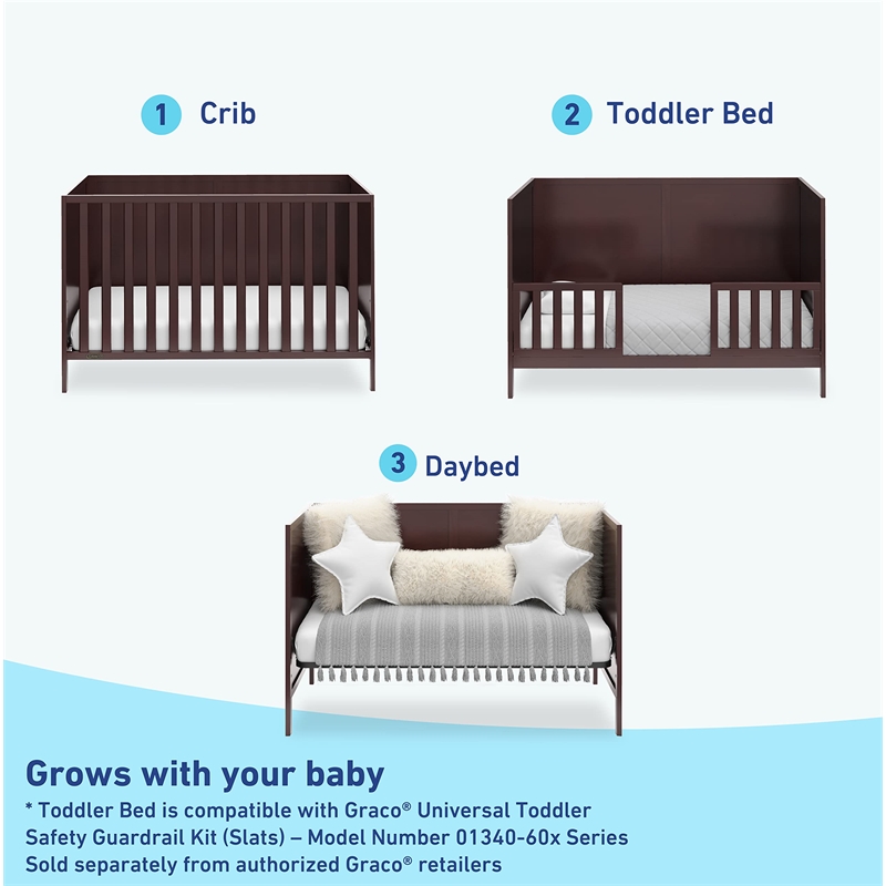 Stork Craft USA Graco Theo Wood 3-in-1 Convertible Crib in Espresso