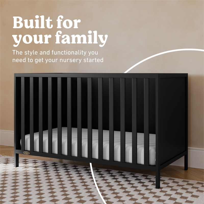 Stork Craft USA Graco Theo Wood 3-in-1 Convertible Crib in Black