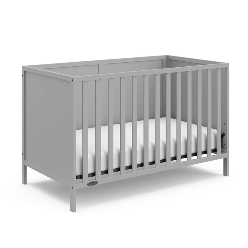 Stork Craft USA Graco Theo Wood 3-in-1 Convertible Crib in Pebble Gray