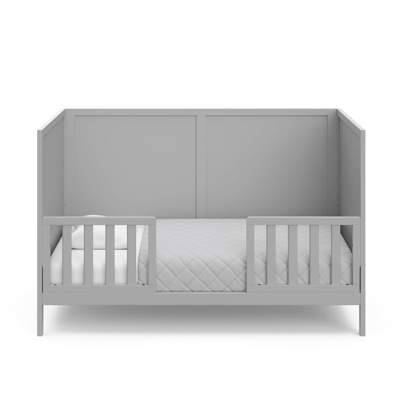 Stork Craft USA Graco Theo Wood 3-in-1 Convertible Crib in Pebble Gray