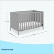 Stork Craft USA Graco Theo Wood 3-in-1 Convertible Crib in Pebble Gray