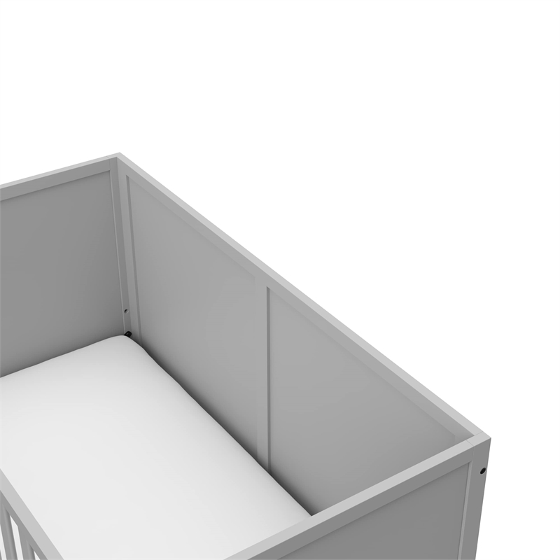 Stork Craft USA Graco Theo Wood 3-in-1 Convertible Crib in Pebble Gray