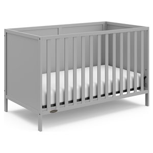 stork craft usa graco theo wood 3-in-1 convertible crib in pebble gray