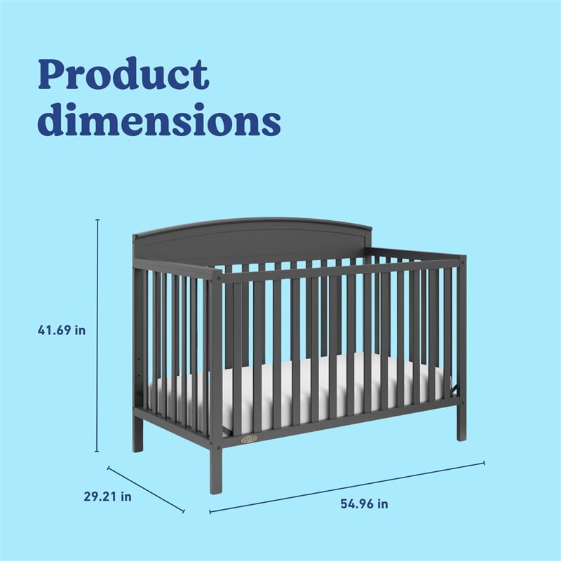 Stork Craft USA Graco Benton Wood 4-in-1 Convertible Crib in Gray