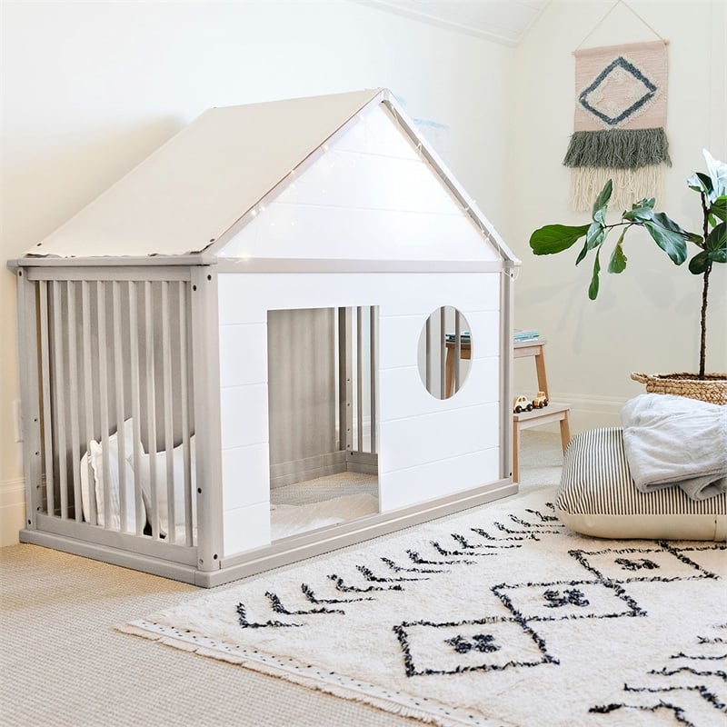 Stork Craft USA Motherly Timeless Wood 5-in-1 Crib and Playhouse in Beige