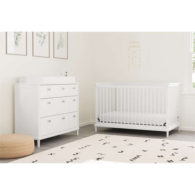 Stork Craft USA Motherly Timeless Wood 5-in-1 Crib and Playhouse in Pebble Gray