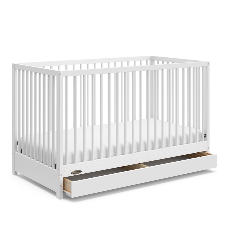 Stork Craft USA Teddi 5-in-1 Wood Convertible Crib w/ Drawer in White