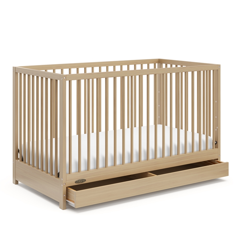 Stork Craft USA Teddi 5-in-1 Wood Convertible Crib w/ Drawer in Driftwood