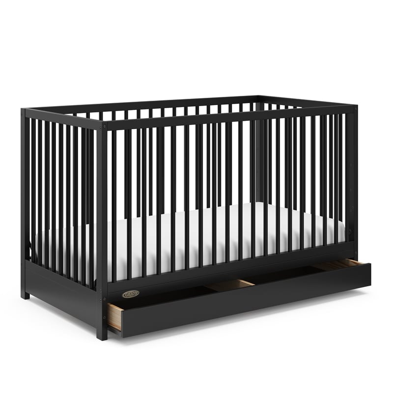 Stork Craft USA Teddi 5-in-1 Wood Convertible Crib w/ Drawer in Black