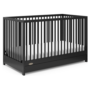 Stork Craft USA Teddi 5-in-1 Wood Convertible Crib w/ Drawer in Black