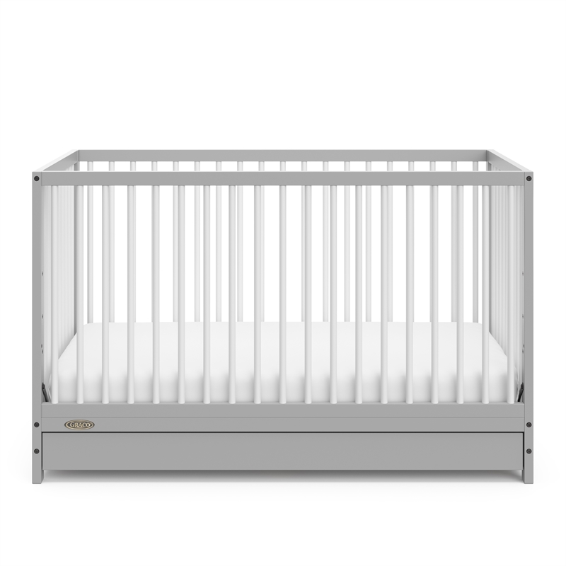Stork Craft USA Teddi 5-in-1 Wood Convertible Crib w/ Drawer in Pebble Gray