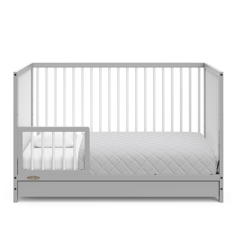 Stork Craft USA Teddi 5-in-1 Wood Convertible Crib w/ Drawer in Pebble Gray