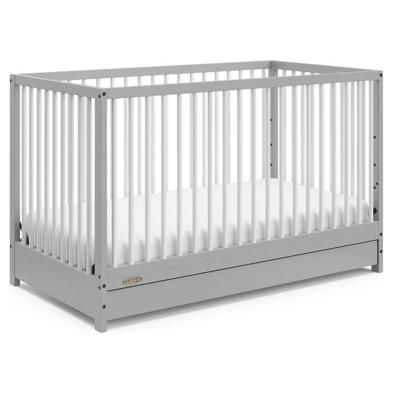 Stork Craft USA Teddi 5-in-1 Wood Convertible Crib w/ Drawer in Pebble Gray