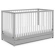 Stork Craft USA Teddi 5-in-1 Wood Convertible Crib w/ Drawer in Pebble Gray