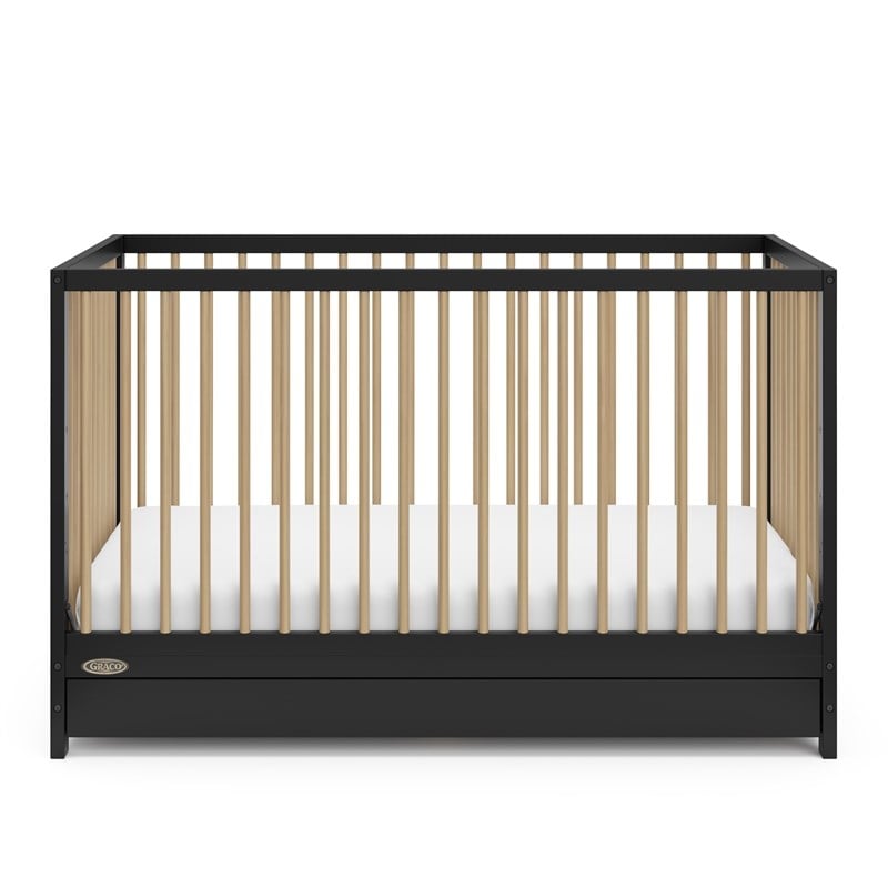 Stork Craft USA Teddi 5-in-1 Wood Convertible Crib w/ Drawer in Black/Driftwood