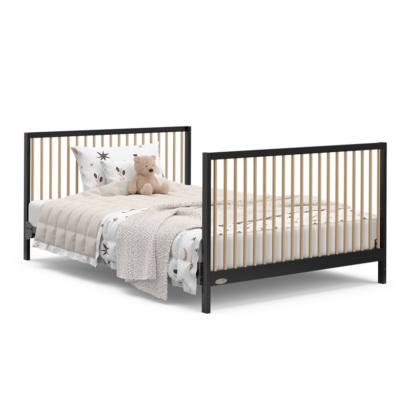 Stork Craft USA Teddi 5-in-1 Wood Convertible Crib w/ Drawer in Black/Driftwood