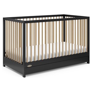 Stork Craft USA Teddi 5-in-1 Wood Convertible Crib w/ Drawer in Black/Driftwood