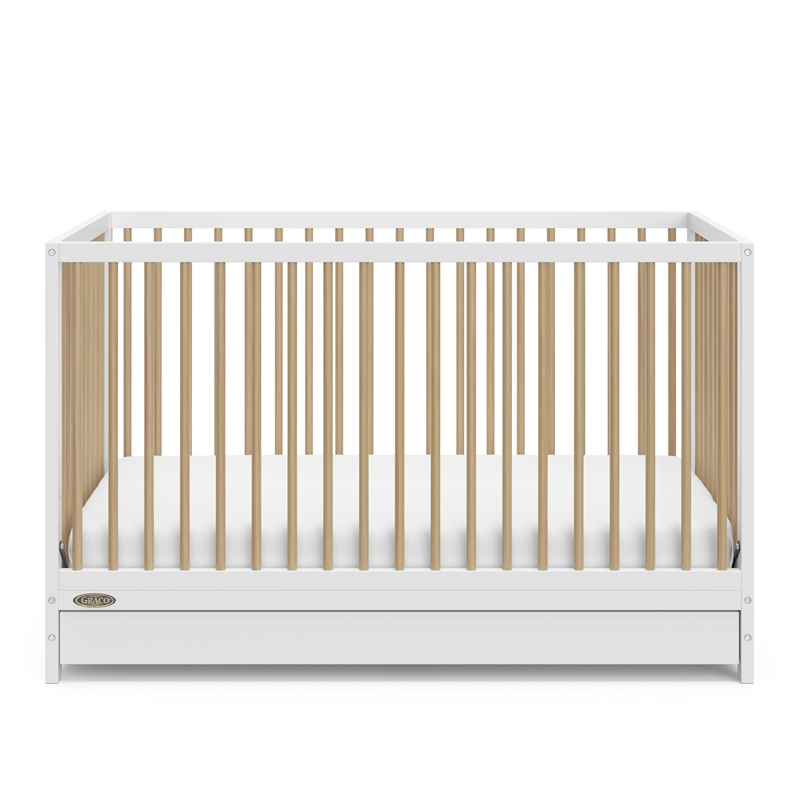 Stork Craft USA Teddi 5-in-1 Wood Convertible Crib w/ Drawer in White/Driftwood