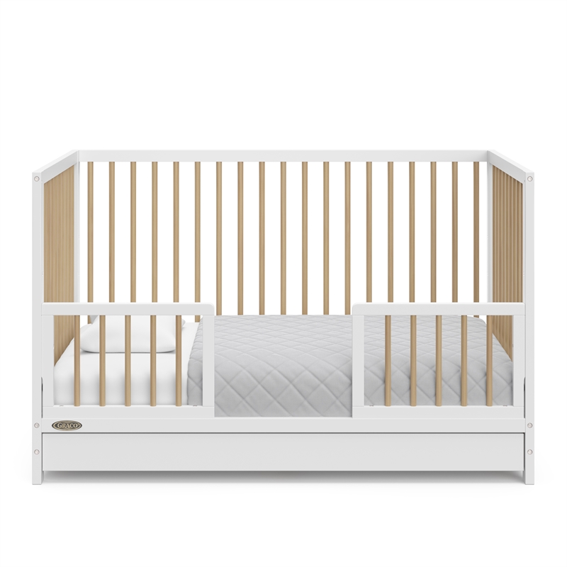 Stork Craft USA Teddi 5-in-1 Wood Convertible Crib w/ Drawer in White/Driftwood