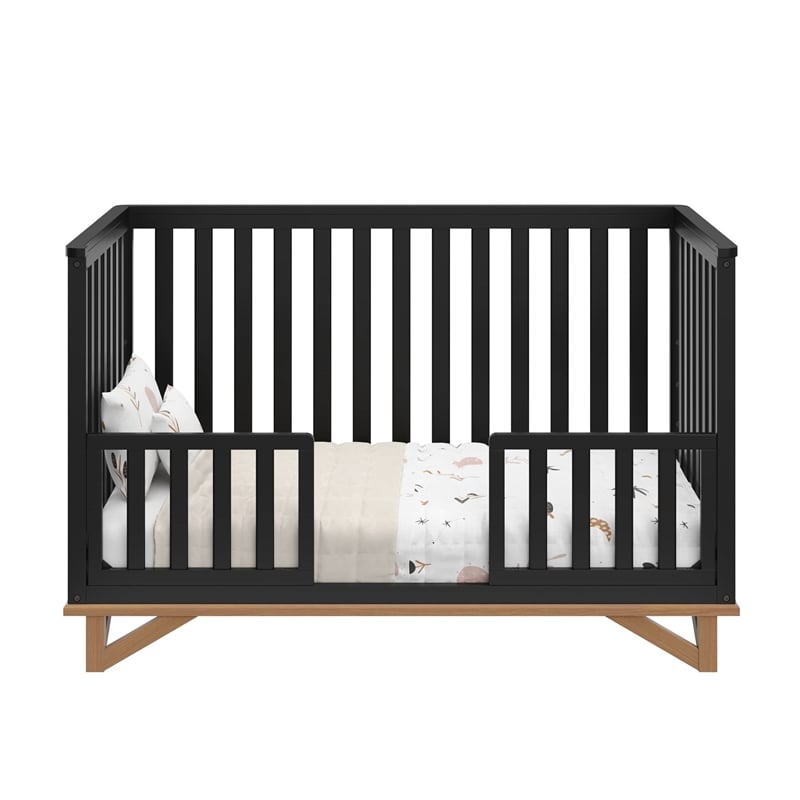 Stork Craft USA Santa Monica 5-in-1 Engineered Wood Convertible Crib in Black