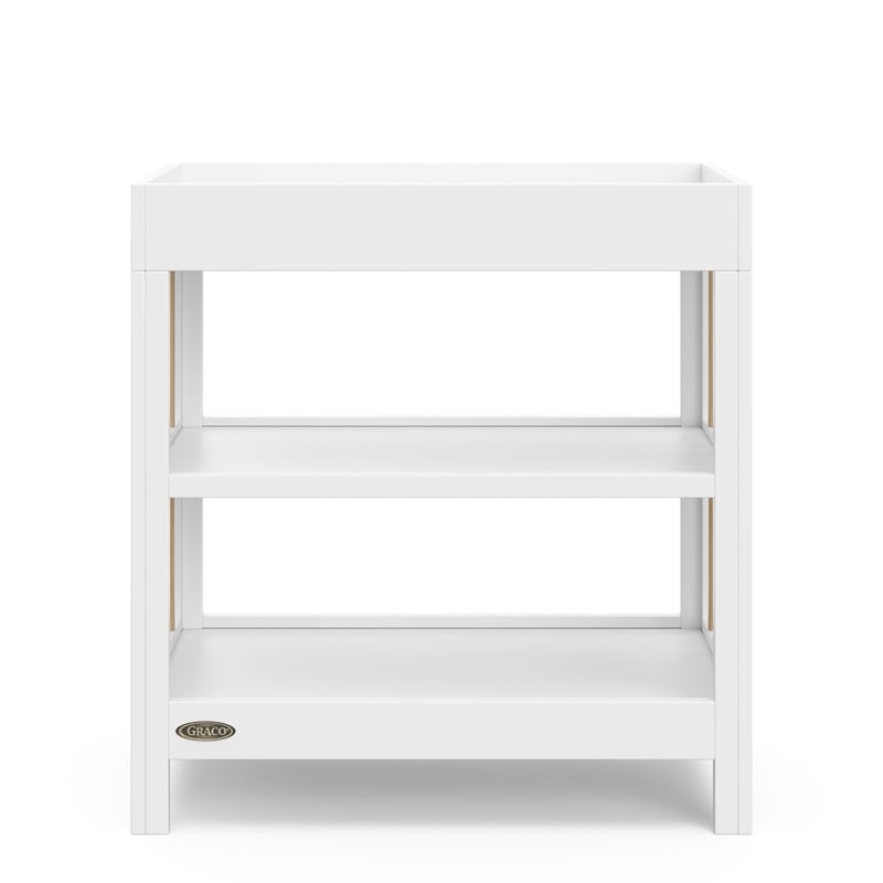 Stork Craft USA Teddi Wood Changing Table with Changing Pad in Driftwood/White