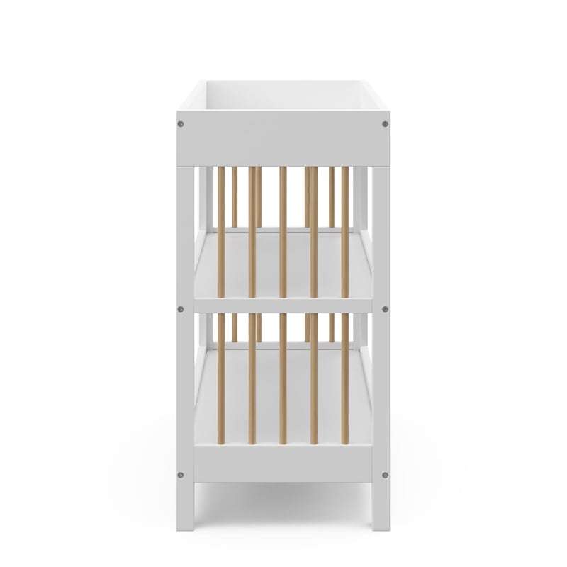 Stork Craft USA Teddi Wood Changing Table with Changing Pad in Driftwood/White