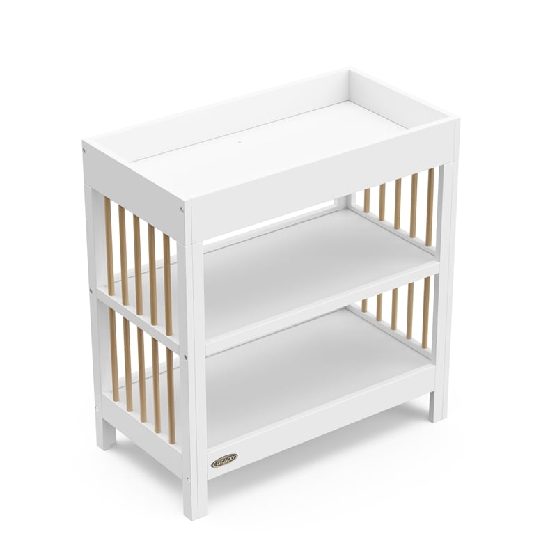 Stork Craft USA Teddi Wood Changing Table with Changing Pad in Driftwood/White