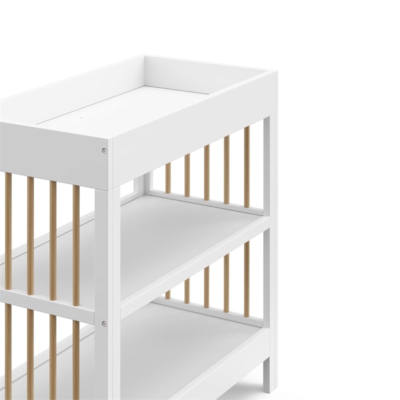 Stork Craft USA Teddi Wood Changing Table with Changing Pad in Driftwood/White